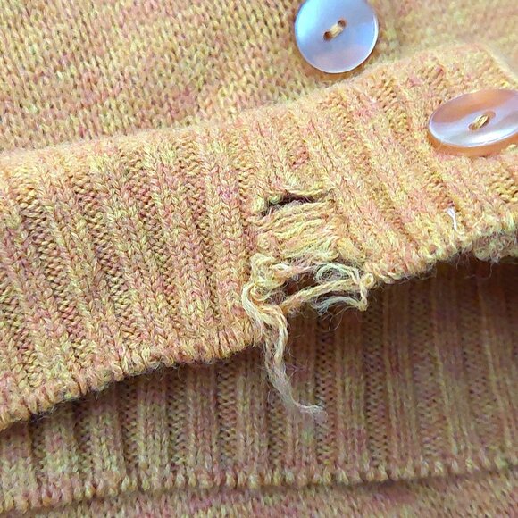 Pure Vintage 1940s-1950s Woven Yellow & Orange Long Sleeve Cardigan Sweater - Picture 11 of 12